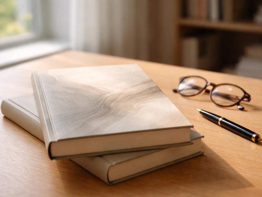 Books on a wooden desk by a window, symbolizing publishing and royalty income.