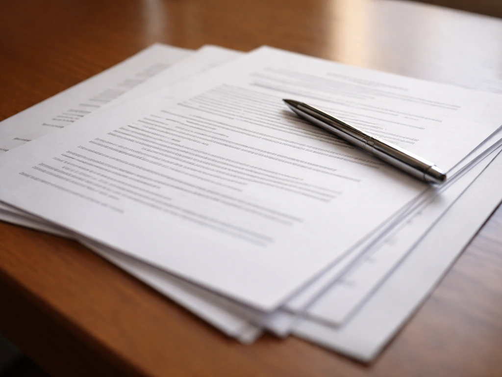 Close-up of printed corporate board meeting minutes and a pen on a wooden desk, implying executive compensation evidence
