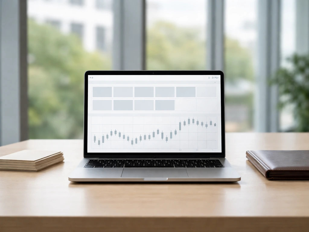 Minimal photo of a laptop showing a generic brokerage dashboard with diversified investment assets