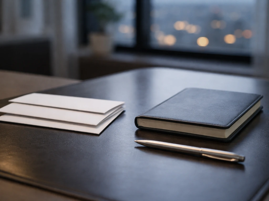 Minimal desk scene with stacked business envelopes and notebook, implying multiple business revenue streams.